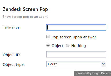 Zendesk Screen Pop scenario block settings