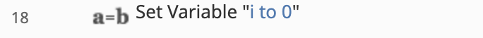 A Set Variable workflow block setting i to 0