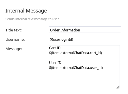 Pass query parameters web chat widget - internal message configuration.png