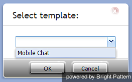 Select template pop-up window