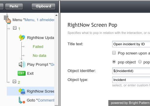 Oracle Service Cloud IVR example