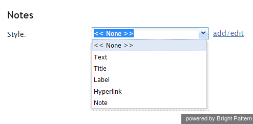 Activity form Notes System settings