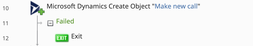 A Microsoft Dynamics Create Object workflow block