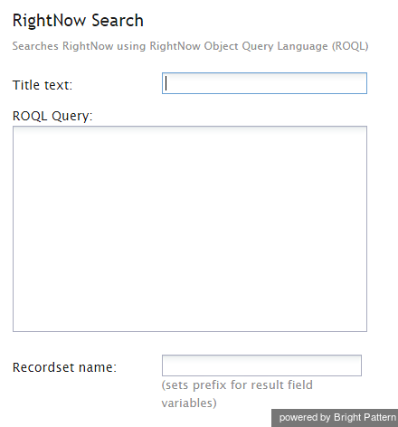 RightNow Search scenario block properties