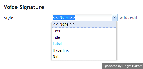 Activity form Voice Signature settings