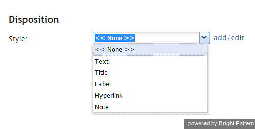 Disposition system component settings